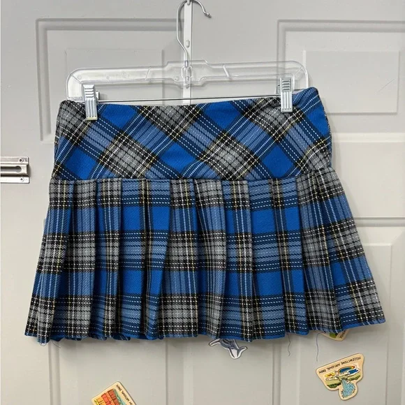 Vintage Y2K Blue Plaid Mini Skirt - Picture 2 of 7